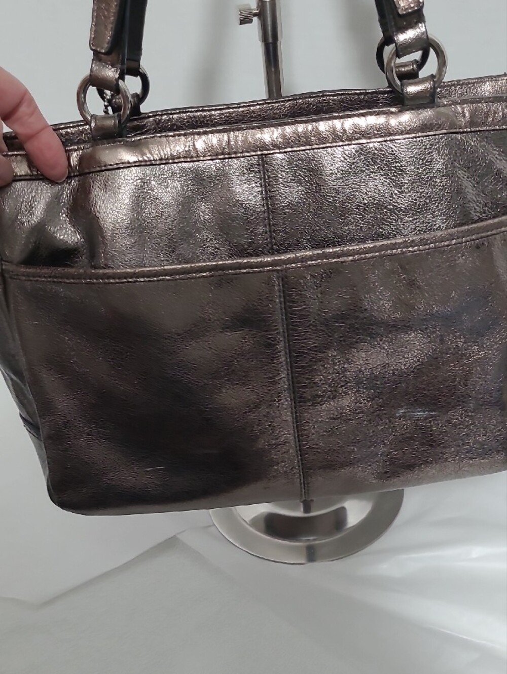 Coach Gallery East West Metallic Bronze Leather Tote - Coach Bronze - Picture 5 of 14